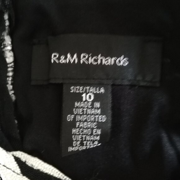 R & M Richards Black and Shite Soutache Midi Dress New with Tags Size 10 - Picture 5 of 10